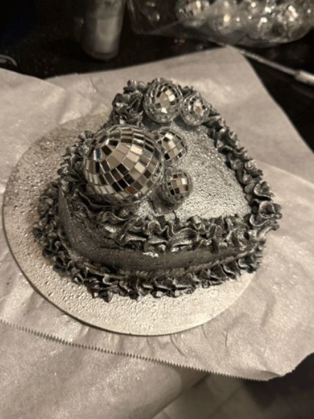 heart shape disco ball cake